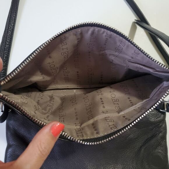 Margot black leather fold over crossbody flat shape - Picture 5 of 8